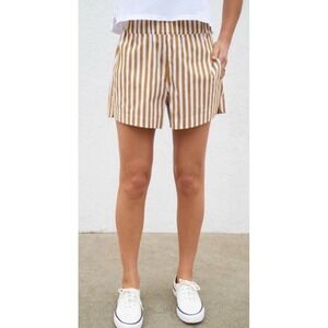 AYR Staycation Brown & White Striped Shorts Size XL Cotton Classic Nautical EUC